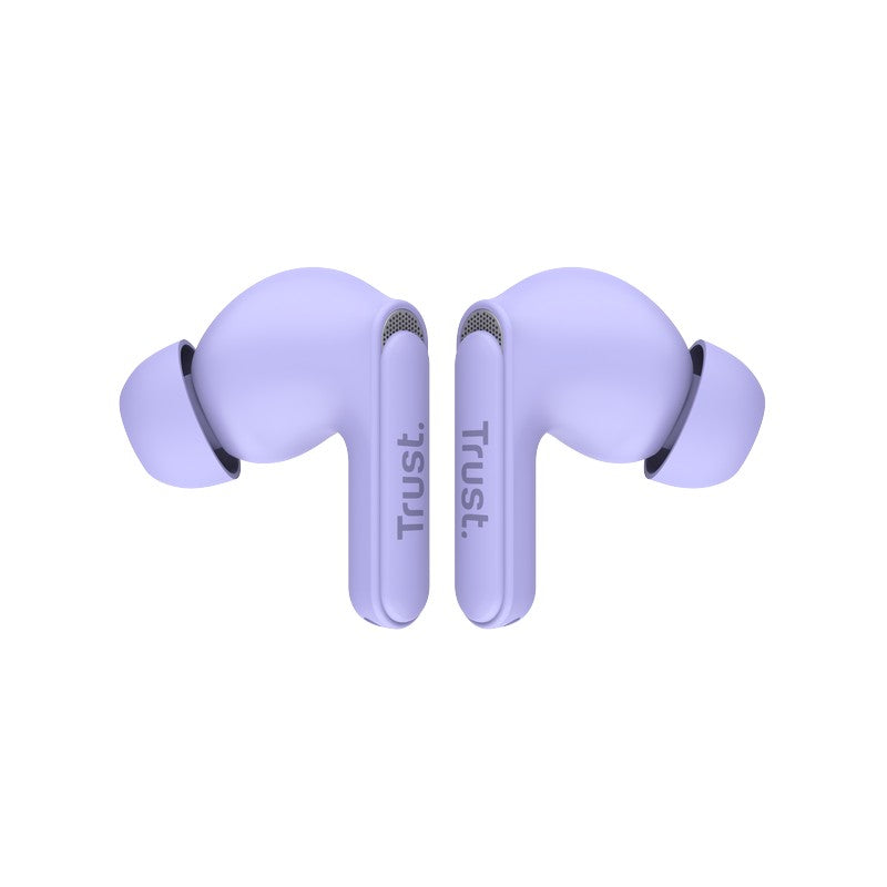 Trust Yavi – Belaidės „In-Ear“ „Bluetooth“ TWS ausinės su įkrovimo dėklu ir ENC (violetinės)