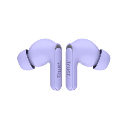 Trust Yavi – Belaidės „In-Ear“ „Bluetooth“ TWS ausinės su įkrovimo dėklu ir ENC (violetinės)
