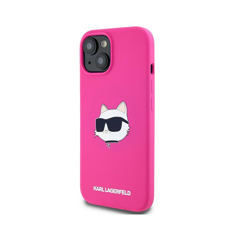 Karl Lagerfeld Silikoninis Choupette Head MagSafe - iPhone 15 Plus / 14 Plus dėklas (rožinis)