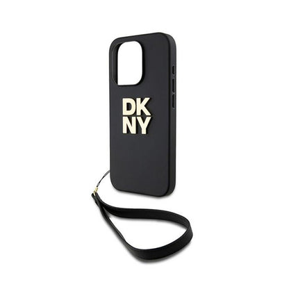 DKNY Riešo dirželis su „Stock Logo“ – dėklas „iPhone 15 Pro“ (juodas)
