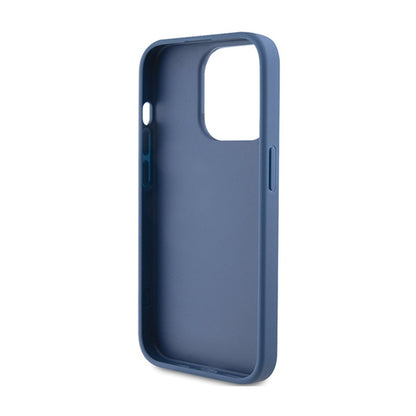 Guess 4G Bottom Stripe Metal Logo Collection - dėklas, skirtas „iPhone 15 Pro“ (mėlyna)