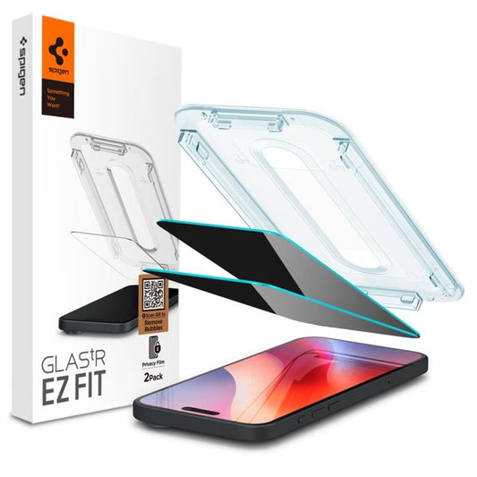SPIGEN Glas.TR "EZ FIT" privatumo stiklas, 2 vnt., skirtas iPhone 16 Pro / 17 / 17 Pro