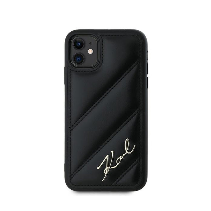 Karl Lagerfeld Diagonal Quilted Script – dėklas iPhone 11 (juodas)