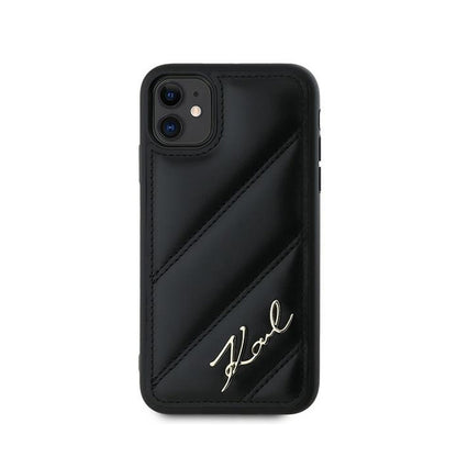 Karl Lagerfeld Diagonal Quilted Script – dėklas iPhone 11 (juodas)