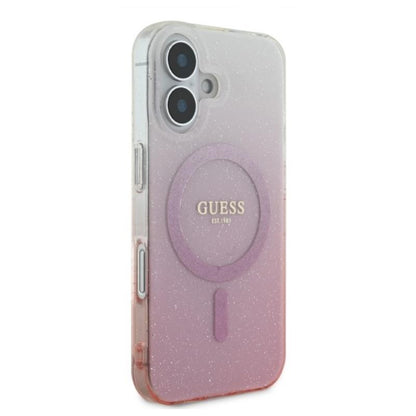 Guess IML Glitter Gradient MagSafe – dėklas, skirtas iPhone 16 (rožinis)