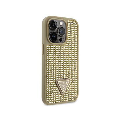 Guess Rhinestone Triangle – dėklas, skirtas „iPhone 14 Pro“ (auksinis)