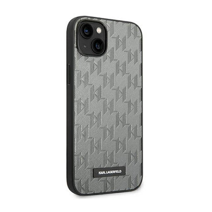 Karl Lagerfeld Saffiano Mono Metal Logo – dėklas, skirtas iPhone 14 (pilkas)