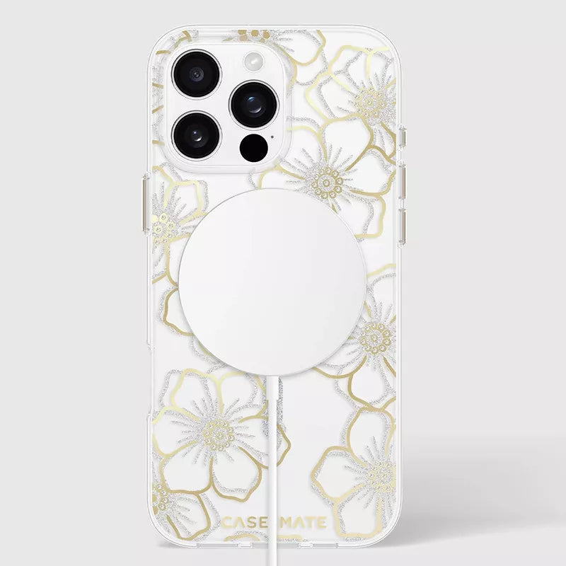 Case-Mate Floral Gems MagSafe – dėklas iPhone 16 Pro Max (auksinis)
