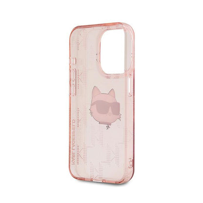 Karl Lagerfeld IML Choupette Head & Monogram – iPhone 15 Pro Max dėklas (rožinis)