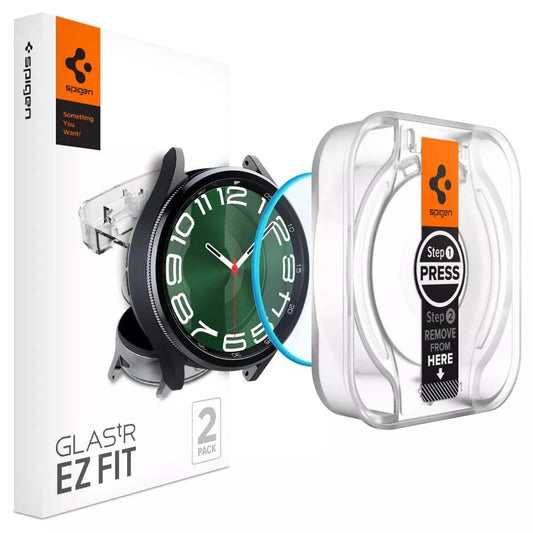 Spigen GLAS.TR EZ FIT 2 vnt. – grūdintas stiklas skirtas Samsung Galaxy Watch 6 Classic 47 mm (2 vnt.)
