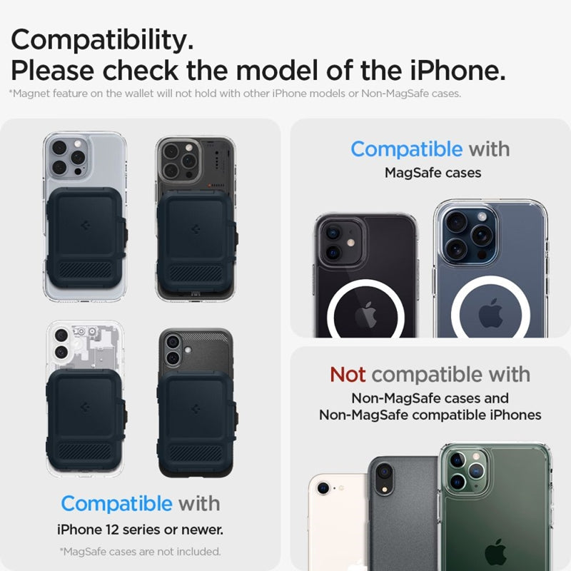 Spigen Lock Fit MagSafe – Magnetinė piniginė (Metalo skalūnas)