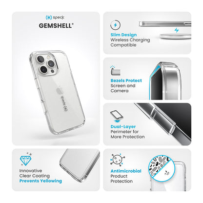 Speck Gemshell – dėklas „iPhone 16 Pro“ (skaidrus)