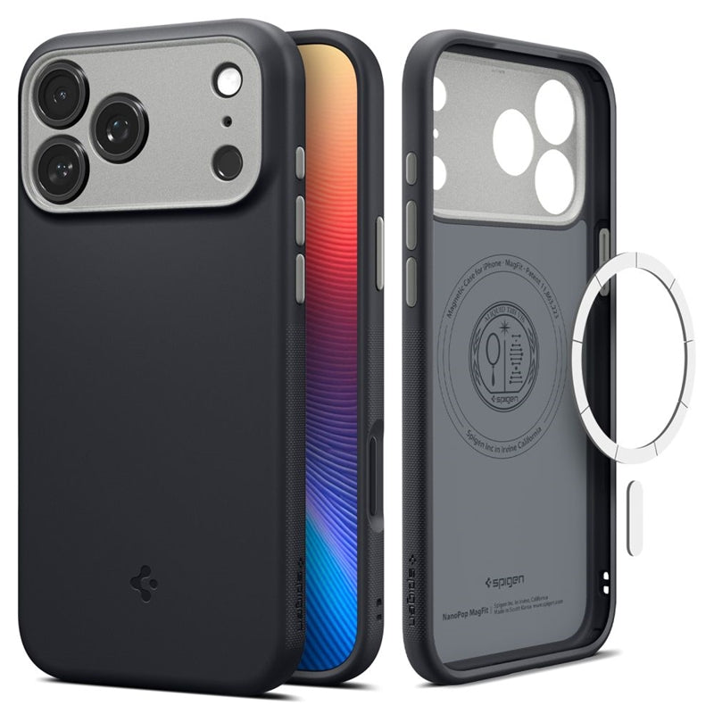 Spigen Nano Pop Mag MagSafe dėklas, skirtas iPhone 17 Pro (Juodas sezamas)