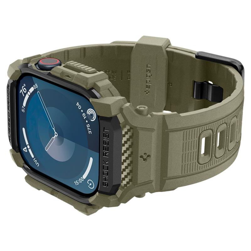 Spigen Rugged Armor Pro - Apyrankė su dėklu, skirta Apple Watch 10 46 mm (Vintage Khaki)