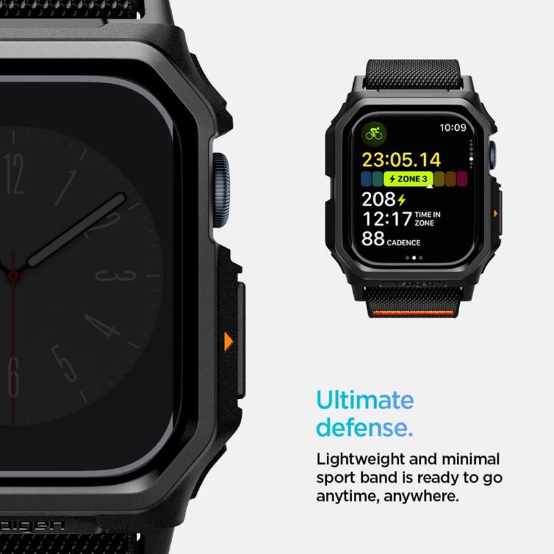 Spigen Lite Fit "Pro" - Dėklas su dirželiu skirtas Apple Watch 10 42 mm (Matinė juoda)