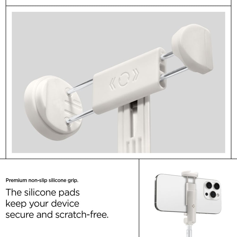 Spigen S541W "Bluetooth" asmenukių lazdelė su trikoju – išmaniojo telefono trikojis / asmenukių lazdelės laikiklis (smėlio spalvos)