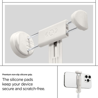 Spigen S541W "Bluetooth" asmenukių lazdelė su trikoju – išmaniojo telefono trikojis / asmenukių lazdelės laikiklis (smėlio spalvos)