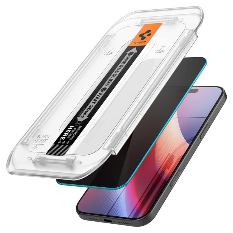 SPIGEN Glas.TR "EZ FIT" privatumo stiklas, 2 vnt., skirtas iPhone 16 Pro / 17 / 17 Pro