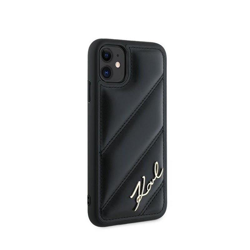 Karl Lagerfeld Diagonal Quilted Script – dėklas iPhone 11 (juodas)