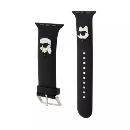 Karl Lagerfeld 3D Rubber Karl & Choupette Heads NFT – dirželis, skirtas Apple Watch 38/40/41 mm (juodas)