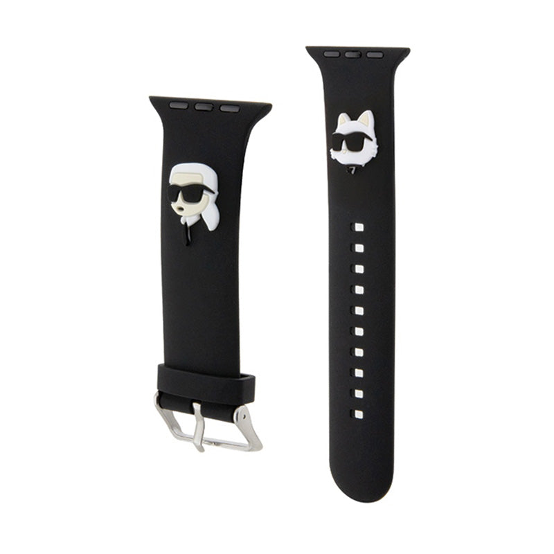 Karl Lagerfeld 3D Rubber Karl & Choupette Heads NFT – dirželis, skirtas Apple Watch 38/40/41 mm (juodas)