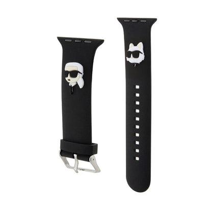 Karl Lagerfeld 3D Rubber Karl & Choupette Heads NFT – dirželis, skirtas Apple Watch 38/40/41 mm (juodas)