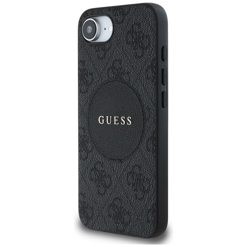 Guess 4G Circle Classic Logo MagSafe - Dėklas iPhone 16e (juodas)