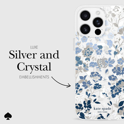 Kate Spade New York Apsauginis MagSafe dėklas "Protective Gems" – skirtas iPhone 16 Pro Max (Gėlių lysvės mėlyna)