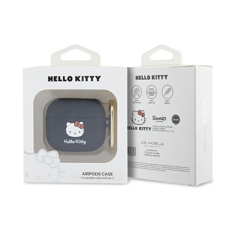 Hello Kitty silikoninis 3D Kitty Head – dėklas AirPods 3 (juodas)