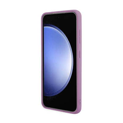 Guess Glitter Flakes Metal Logo dėklas – dėklas, skirtas Samsung Galaxy S24 (violetinė)