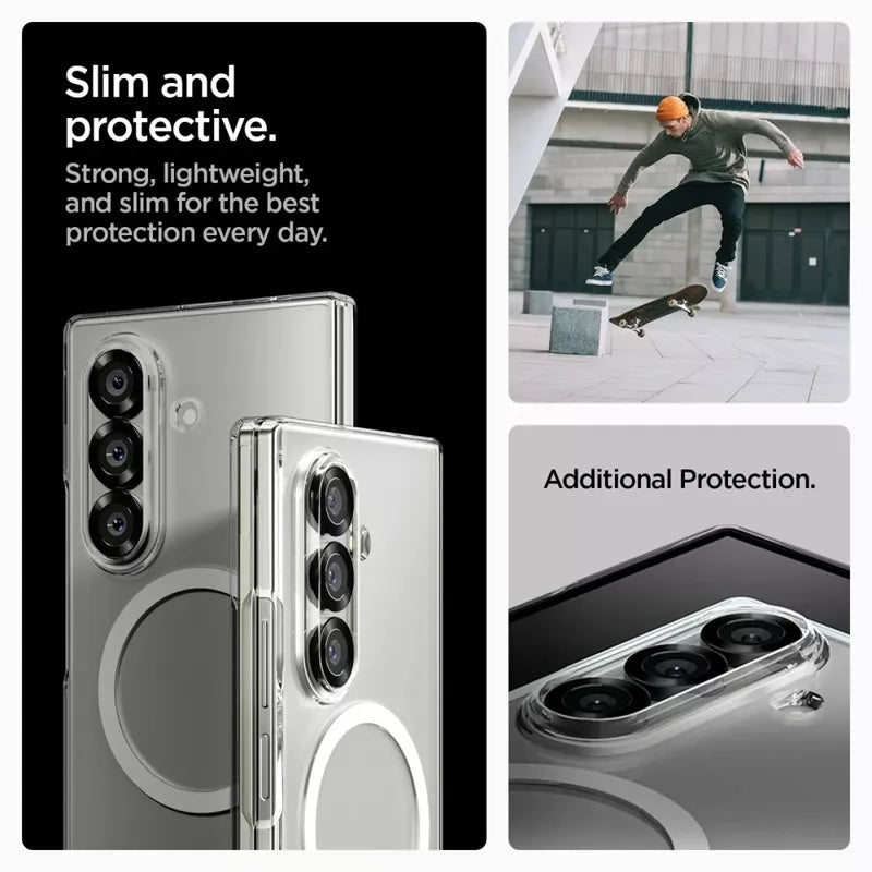 Spigen Airskin Mag MagSafe dėklas Samsung Galaxy Z Fold 7 (Skaidrus/Baltas)