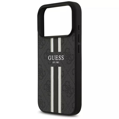Guess 4G Printed Stripes MagSafe dėklas iPhone 17 Pro (juodas)