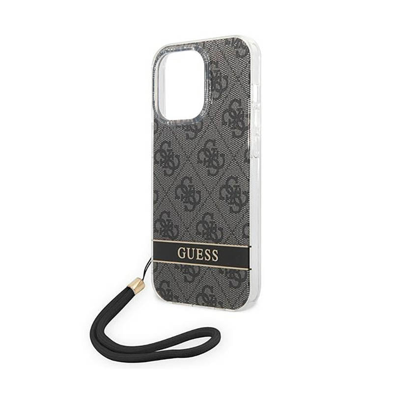 Guess 4G Print Cord – dėklas iPhone 14 Pro Max (juodas)
