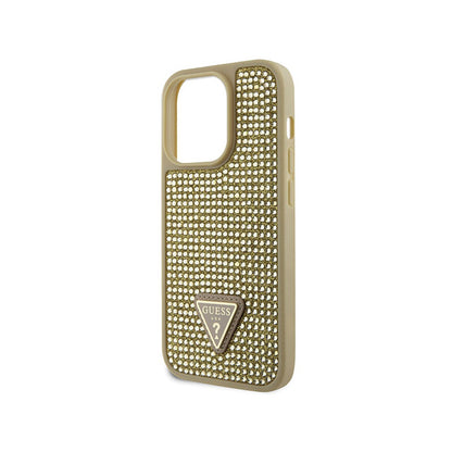 Guess Rhinestone Triangle – dėklas, skirtas „iPhone 14 Pro“ (auksinis)