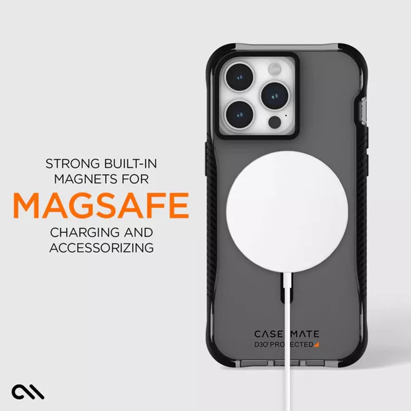 Case-Mate Tough Grip Plus D3O MagSafe - dėklas iPhone 15 Pro Max (dūmų/juodas)
