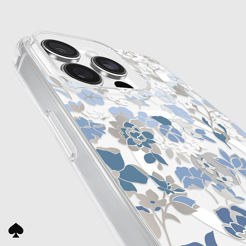 Kate Spade New York Apsauginis MagSafe dėklas "Protective Gems" – skirtas iPhone 16 Pro Max (Gėlių lysvės mėlyna)