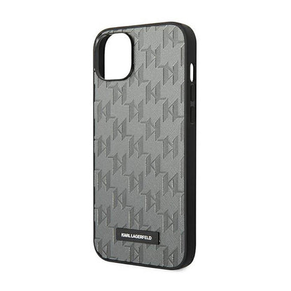 Karl Lagerfeld Saffiano Mono Metal Logo – dėklas, skirtas iPhone 14 (pilkas)