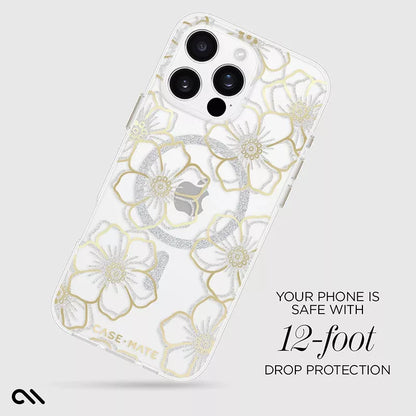 Case-Mate Floral Gems MagSafe – dėklas iPhone 16 Pro Max (auksinis)
