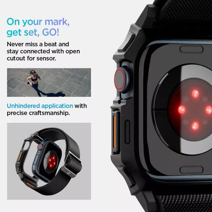 Spigen Lite Fit "Pro" - Dėklas su dirželiu skirtas Apple Watch 10 42 mm (Matinė juoda)