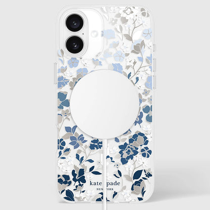 Kate Spade New York Protective Gems MagSafe – dėklas, skirtas iPhone 16 Plus (žiedų gėlynas mėlynas)