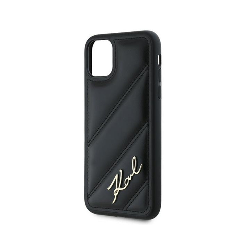 Karl Lagerfeld Diagonal Quilted Script – dėklas iPhone 11 (juodas)