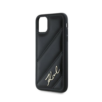 Karl Lagerfeld Diagonal Quilted Script – dėklas iPhone 11 (juodas)