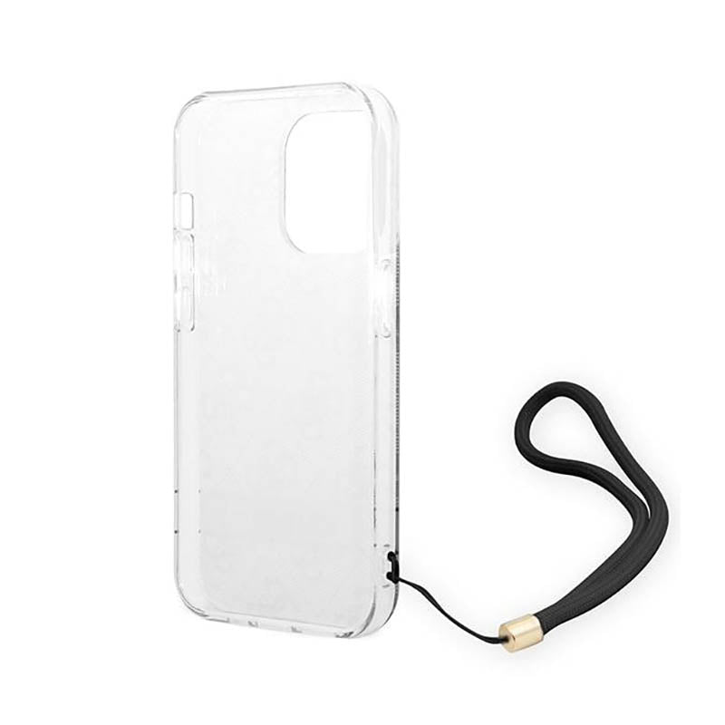 Guess 4G Print Cord – dėklas iPhone 14 Pro Max (juodas)