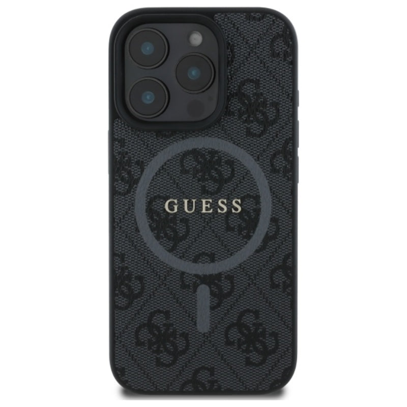 Guess 4G Ring Classic Logo MagSafe – dėklas, skirtas iPhone 16 Pro Max (juodas)