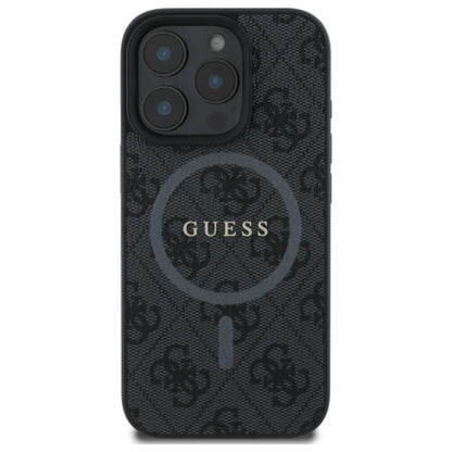 Guess 4G Ring Classic Logo MagSafe – dėklas, skirtas iPhone 16 Pro Max (juodas)