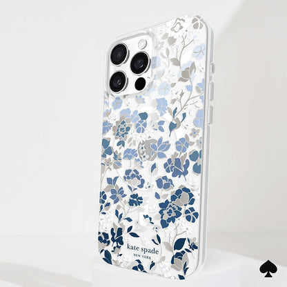 Kate Spade New York Apsauginis MagSafe dėklas "Protective Gems" – skirtas iPhone 16 Pro Max (Gėlių lysvės mėlyna)