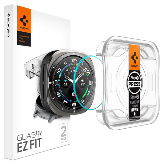 Spigen GLAS.TR EZ FIT 2 vnt. – Grūdintas stiklas, skirtas Samsung Galaxy Watch Ultra 47 mm (2025/2024) (2 vienetai)