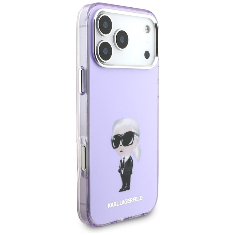 Karl Lagerfeld IML akvarelinis raštas su Karl & Choupette & Logo MagSafe - dėklas iPhone 17 Pro Max (Violetinis)