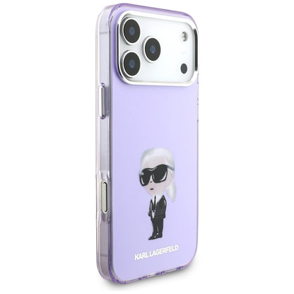Karl Lagerfeld IML akvarelinis raštas su Karl & Choupette & Logo MagSafe - dėklas iPhone 17 Pro Max (Violetinis)