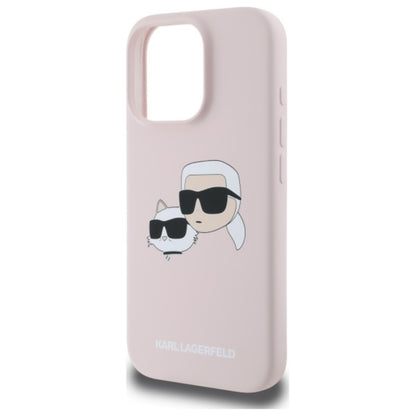 Karl Lagerfeld Silicone Double Heads Print MagSafe - Dėklas iPhone 16 Pro (rožinis)